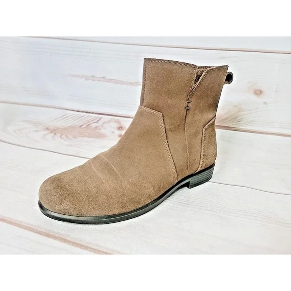 Ecco Womens US Size 7 Touch 15B Brown Suede Leather Slip On Ankle Boots Booties - Picture 13 of 16